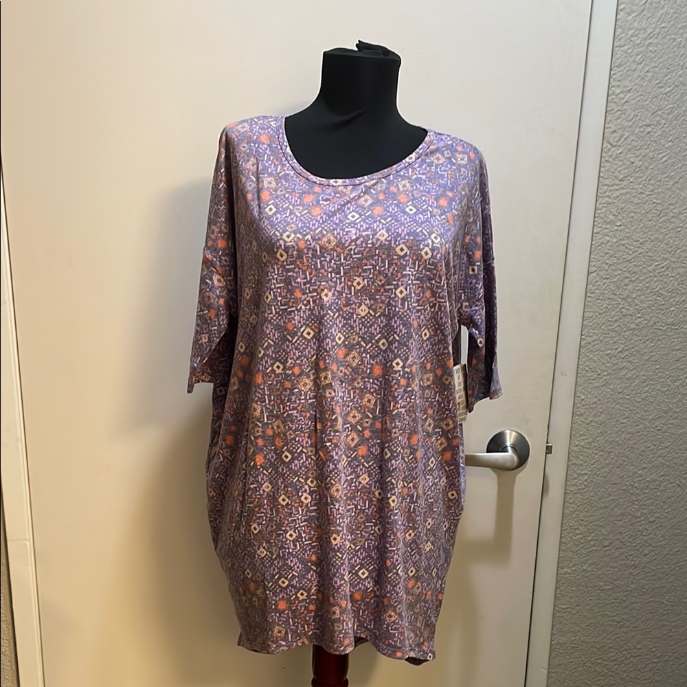 Lularoe “Irma” Geometric Print Top - Purple